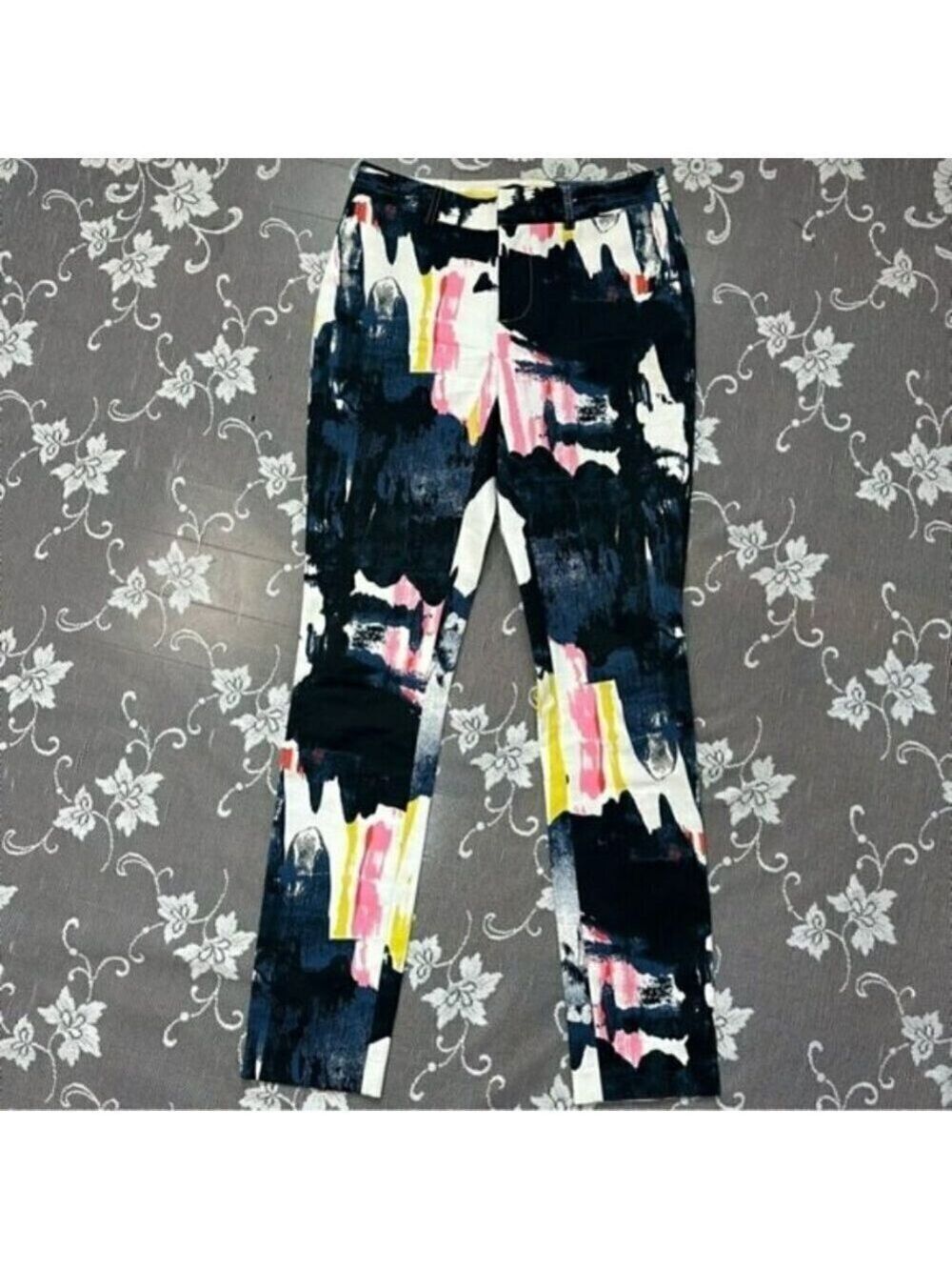 Kate Spade Saturday Watercolor Straight Leg Ankle Trousers Sz 00